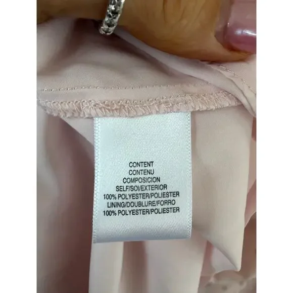 WAYF Dede x Emily Pink Swiss Dot Mini Dress Size S Romantic Ruffle Hem - Picture 7 of 9